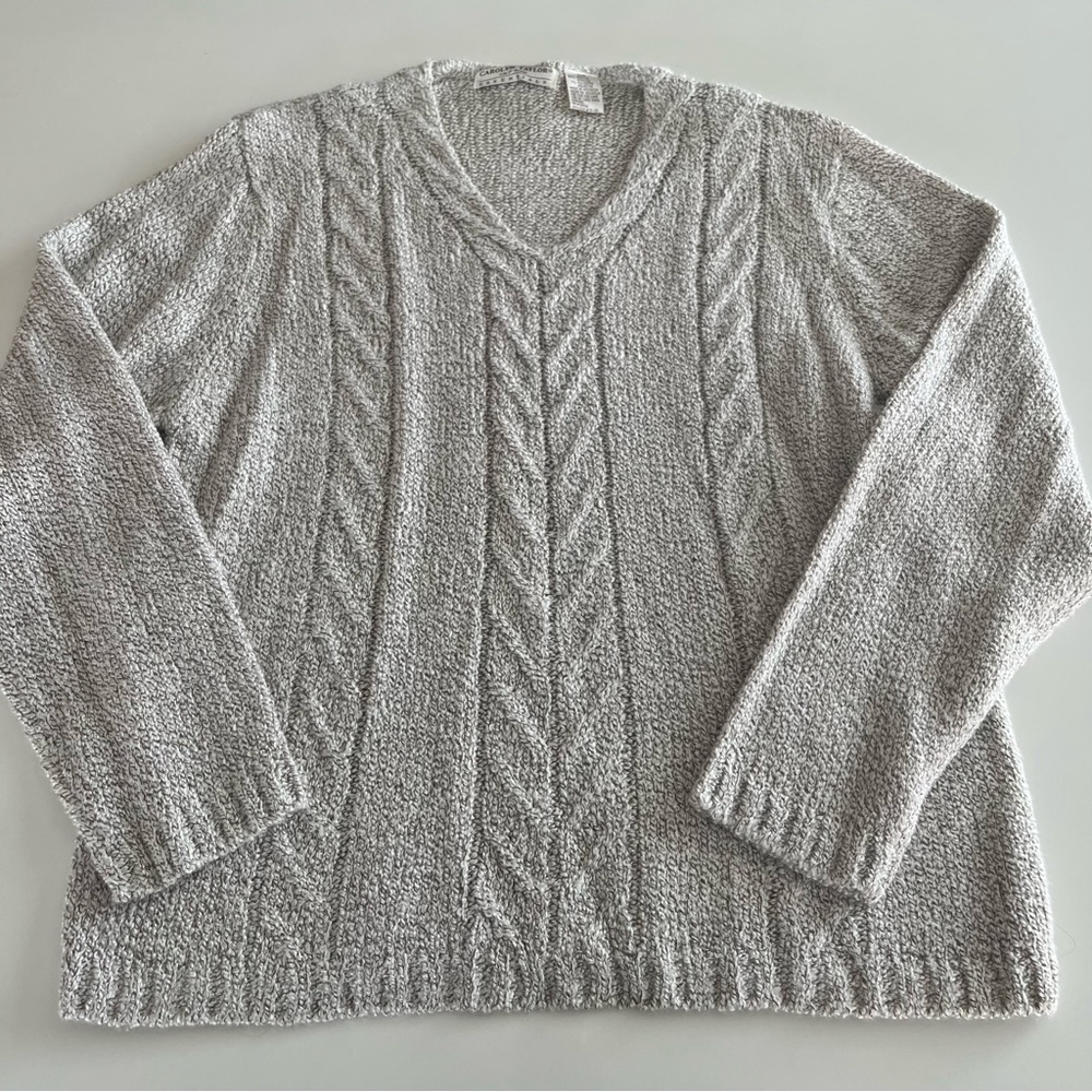 Carolyn Taylor Light Gray V-Neck Sweater
